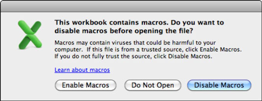 excel 2011 for mac enable macros